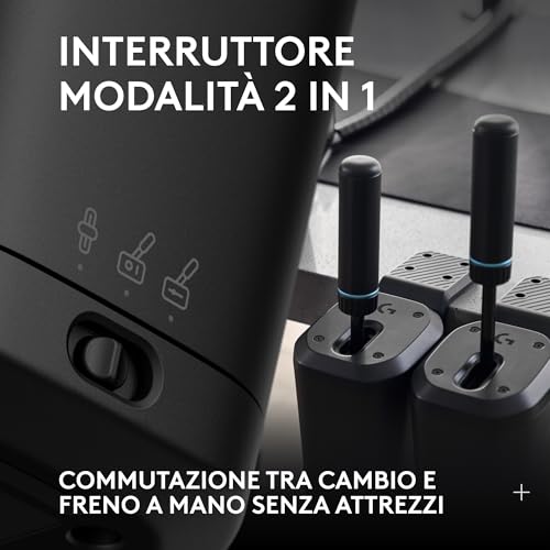 RS Shifter and Handbrake con commutazione facile della modalità, impugnatura regolabile in altezza e morsetto da tavolo, per unità G and PRO Series Wheels, PS, Xbox, e PC Racing - Nero - Controller - Immagine 1