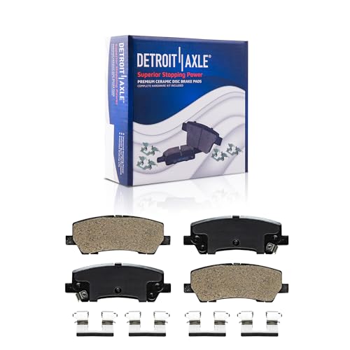 Image of Detroit Axle - Brake Pads for 2015-2018 Ford Mustang, Front and Rear Ceramic Brake Pads w /Hardware 2016 2017 Replacement