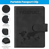 AOOTE Etui na paszport, etui z portfelem, skóra PU, blokowanie RFID, etui na paszport, etui na paszport, karty kredytowe, wizytówki, Czarny - 1 szt