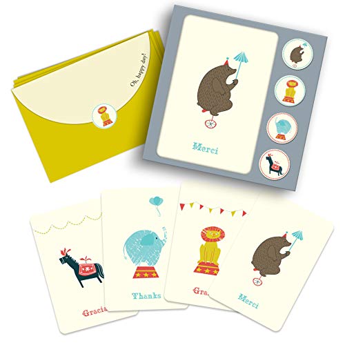 Image of Note Card & Sticker Set by Studio Oh! - Jubilee - Set of 12 - 3.5 inch x 5.25 inch Blank Cards with Envelopes and Stickers - Includes 3 Cards Each of 4 Designs