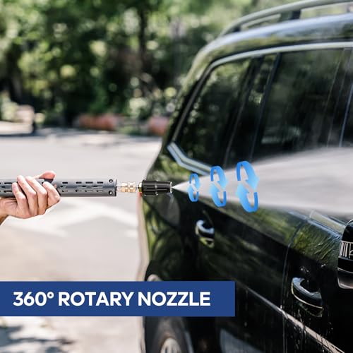 Image of Pressure Washer Tips Turbo Nozzle Pressure Washer 4000 PSI Rotating Pressure Nozzle with 1 /4 inch Quick Connect, 7 Spray Nozzle Tips Replacement for Cleaning Brick, Concrete, and Vinyl Surfaces(4.0 GPM)