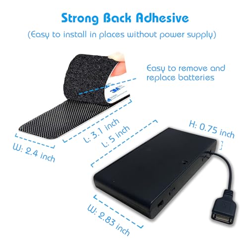 Image of 8AA USB Battery Pack for LED Neon Signs, 4-6V USB Battery Pack with Strong Adhesive, Good for Use in Places without Power (Black, 1 Pack)