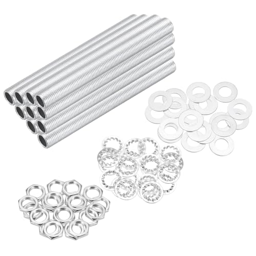 Image of MECCANIXITY 70Pcs 3.5 inch Lamp Pipe Kit with Nuts Washers 1 /8IP Thread Fasteners Assortment for Chandelier Ceiling Light Repair Assembly DIY Hardware