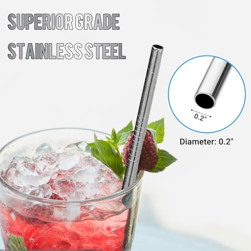Image of Reusable Metal Straw 10 PCS Stainless Steel Straws for Travel Home | Portable Drinking Straws with 2 Cleaning Brushes, Storage Case, Ideal for Kitchen & Outdoor