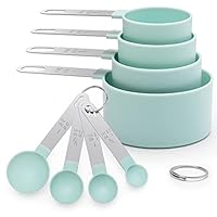Messlöffel set 8-teiliges Set mit Edelstahlgriffen, mit 4 Measuring Cups und 4 Löffel, Messwerkzeug für Flüssigkeiten und Feststoffe, Dosierlöffel für Backmessen