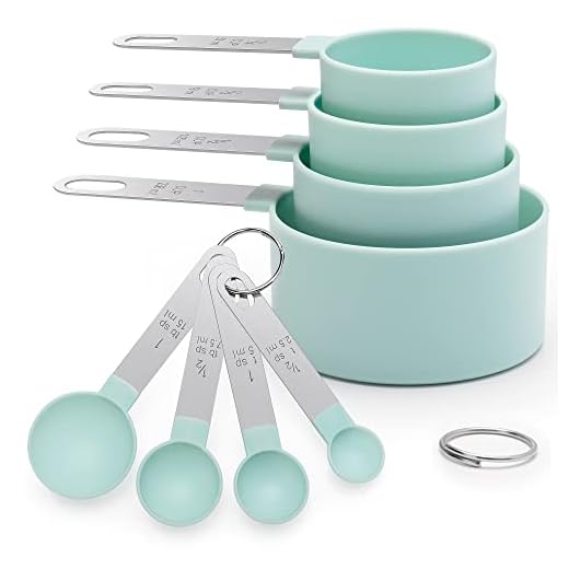 Messlöffel set 8-teiliges Set mit Edelstahlgriffen, mit 4 Measuring Cups und 4 Löffel， Messwerkzeug für Flüssigkeiten und Feststoffe， Dosierlöffel für Backmessen