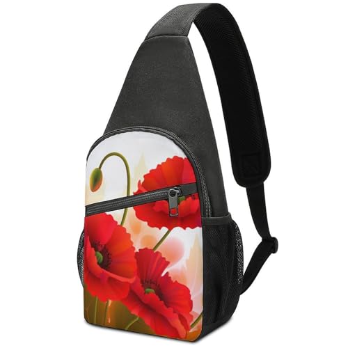 Poppy Flowers Vivid Petals Sling Bag mochila deportiva y casual miniatura 1