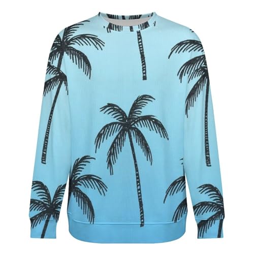Mens Crewneck Sweater Summer Beach Palm Trees Crew Neck Sweater Long Sleeve Pullover Sweaters3