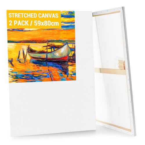 Koncci 2er-Set de lienzos para pintar, 59x80 cm, marco de lona grande, lienzos blancos para pintar con acrílicos y óleos, lienzos para principiantes y artistas