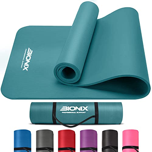 Bionix Premium Printed Yoga Mat - Thick Exercise Foam NBR with Non Slip Large Surface & Carry Straps | Perfect for Pilates Gymnastics Fitness Workout Home Gym Training Equipment | Best For Men Women