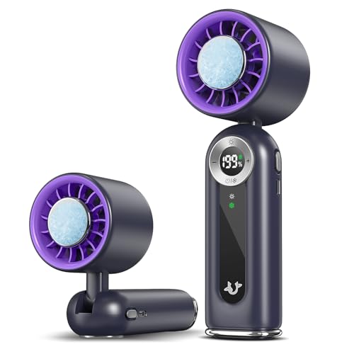 Ice Cooling Handheld Fan LED Display 5-Speed Turbo USB-C Pocket-Sized