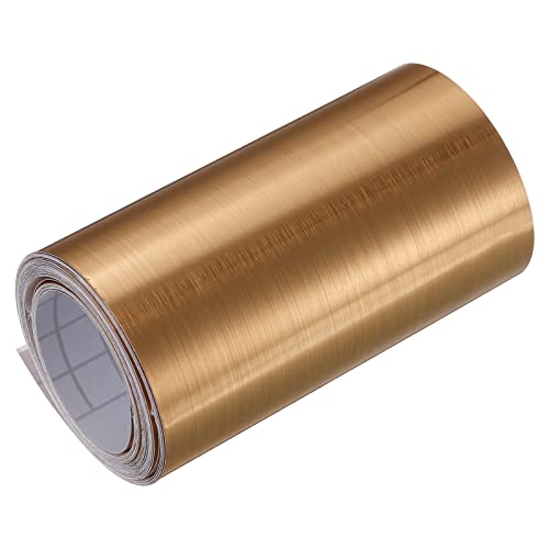 Image of uxcell Waterproof Peel and Stick Decorative Tape Self Adhesive 3.94 inch W x 16.4'L PVC Removable Tape for Wall Edge Gold Tone Brushed (Thickened Style)