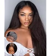 Sunber 4C Yaki Straight Human Hair Glueless Wig 7X5 HD Bye Bye Knots Kinky Edges Yaki Wig Pre Cut...