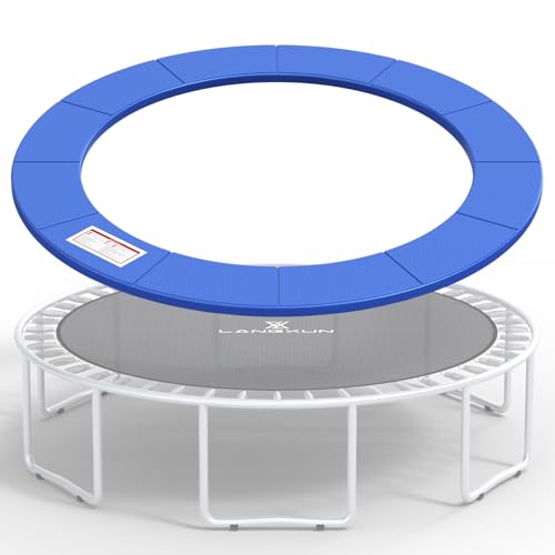LANGXUN Universal Trampoline Repalcement Safety Pad, 8ft 10ft 12ft 14ft 15ft 16ft Waterproof Surround Spring Foam Cover for Round Frame 15ft Blue