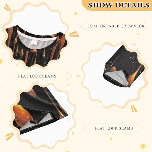 Dripping Honey on Black Boys Rash Guard Long Sleeve UPF 50+ Boys Swim Shirt Quick Dry Shirt for 3-12 Years3