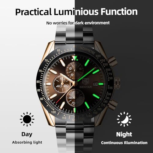 Image of BENYAR Mens Watch Chronograph Analog Quartz Movement Quartz Movement Sports Watch 30M Waterproof with Analog Date Watch Men Retro Street Style Men's Watch