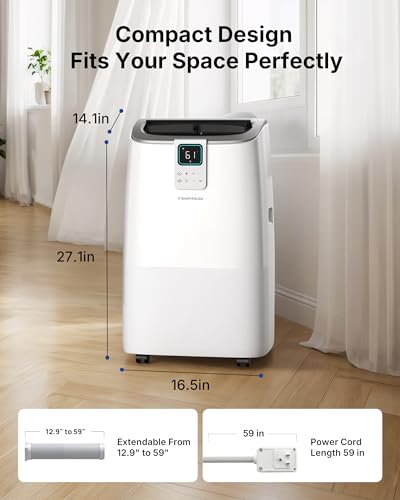Image of 12,000 BTU Portable Air Conditioner for Rooms Up to 600 Sq.Ft, 41dB Ultra Quiet Portable AC Unit with App & Voice Control, 4-in-1 Cooling, Fan & Dehumidifier, Self-Evaporating System