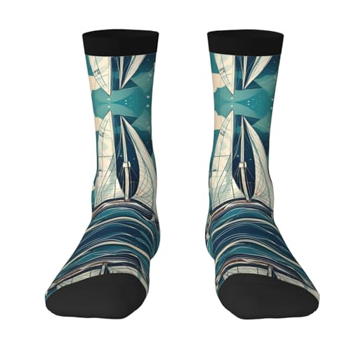 Ocean Sailboat Chaussettes fantaisie pour homme Motif bateau à voile, 2 Noir-1, taille unique