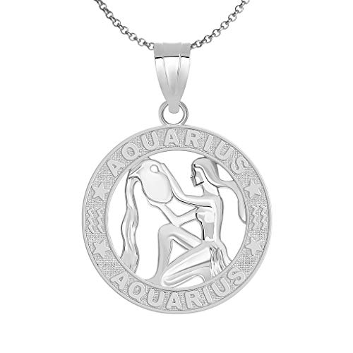 Sterling Silver Zodiac Sun Sign Symbol Unisex Men Women Jewlery Pendant With Chain