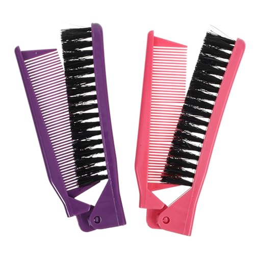 DECOMELODY 2個携帯用折りたたみヘアブラシ 小型コンパクトで持ち運び便利 男