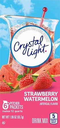 Crystal Light Sugar-Free Strawberry Watermelon Low Calories Powdered Drink Mix 6 Count Pitcher Packets