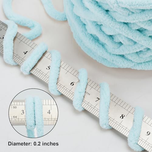 Image of INNDUN Blanket Yarn 100g /3.5oz - Blue Chenille Yarn 6 Super Bulky - 72 Yards - Knitting, Crocheting & Crafts Chunky Yarn