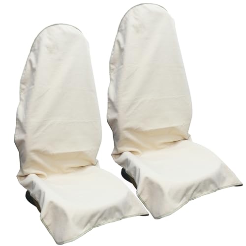 Waterproof Car Seat Cover for Front Seats, Protector for Cars SUVs Trucks, Sweat Towel Seat Covers Bucket for Gym,Workout,Beach,Hiking,Running and Swimming(Beige, 2PCS)