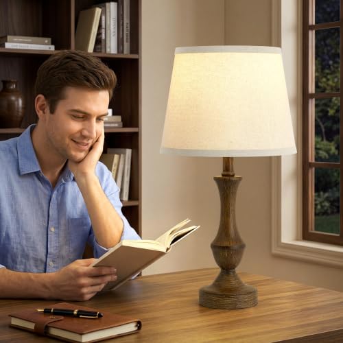 Image of Luvkczc Table Lamp Set of 2, 19 inch Traditional Resin Bedside Lamps