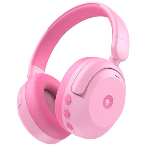 iClever BTH20 Active Noise Cancelling Headphones for Kids, 60H Play Time,Type C Fast Charging, Safe Volume 80dBA, Bluetooth5.4, Award-Winning Kids Headphones Wireless for iPad Tablet Airplane, Pink
