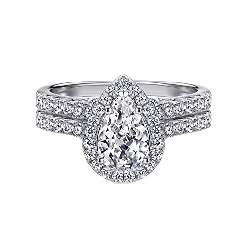 Bagues en argent pour femme avec pierre goutte d'eau 6x9mm et sertissage haut de gamme