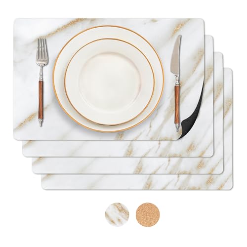 RIMONA'S Heat Resistant Marble Placemats Set of...
