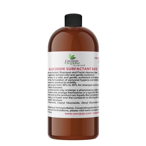 Glucoside Surfactant Base - Plant Derived in One Natural Gentle Mild Rich Foaming Cleanser - Lauryl Decyl Coco Capryl Caprylyl Cosmetic Liquid Hand Soap Body Wash - 32 Oz