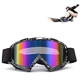 cailiya Skibrille Für Herren Damen, Tpu-Material, Farbiges Spiegelglas, Anti-Beschlag Und UV-Schutz, Motocross Brille Helmkompatible, Für Ski, Snowboard Und Motorradsport