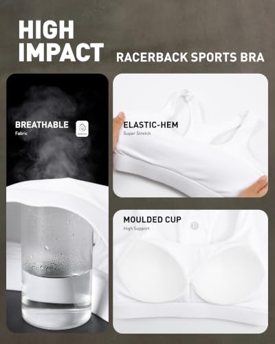 Image of RUNNING GIRL High Impact Sports Bra,Racerback Sports Bras for Women High Support Molded Cup Workout Bra with Sewn in Pads