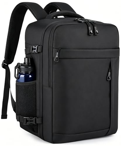 HILOMON Black Travel Backpack for Men Women, TSA Approved Personal Item Size 18x14x8 Under Seat Backpack for Airplanes 15.6inch Laptop 30L Luggage Carry On Bag