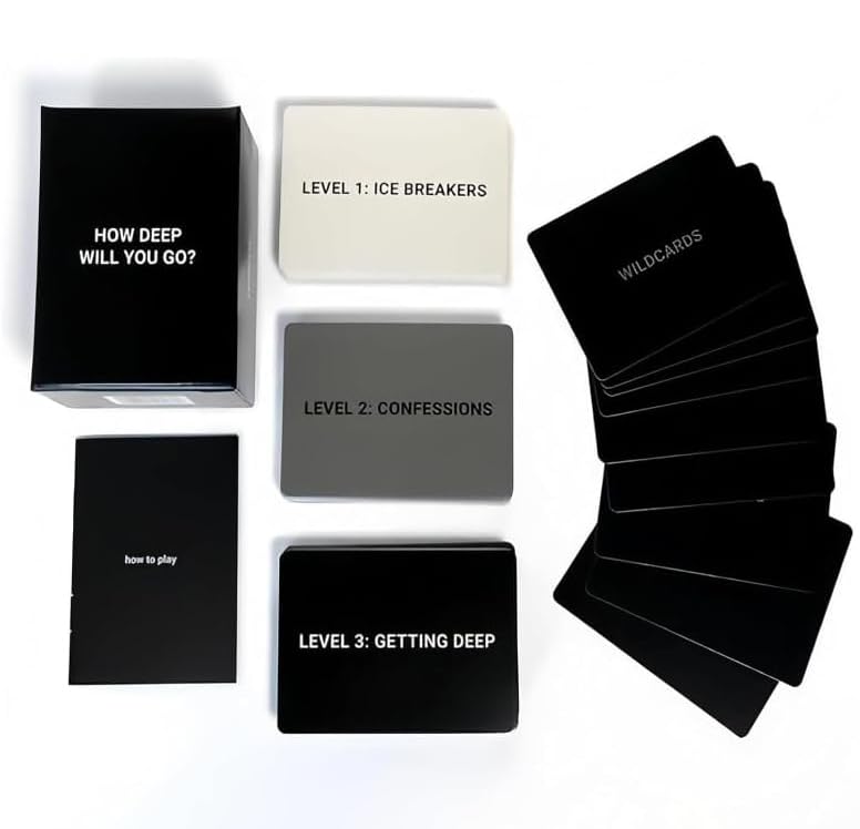 How Deep Will You Go Card Game, 99 Icebreaker Conversation Cards, Game of Questions to Deepen Connection, The Perfect Choice for Family Gatherings, Friend Gatherings, and Outdoor Activities (1 Set)