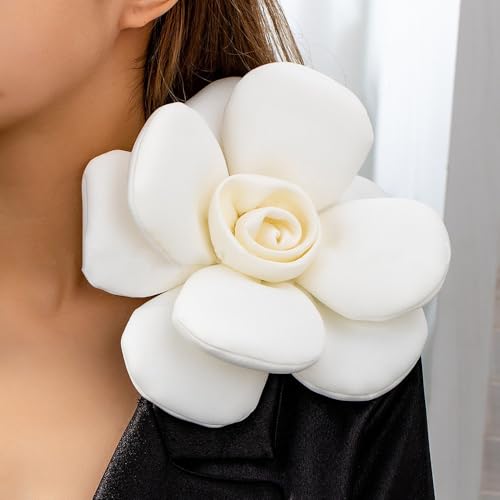 Image of Chunky Fabric Flower Brooch Pin for Women Girls Fashion Dainty Layered Rose Camellia Flowers Corsage Boutonniere Brooches Lapel Pins Elegant Wedding Holiday Party Dress Accessories Jewelry
