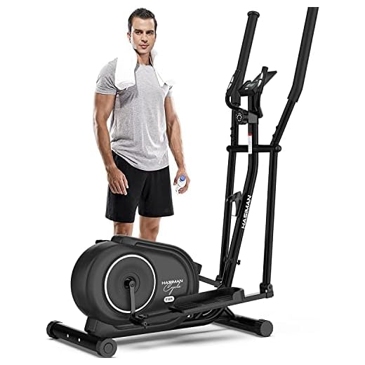 HASIMAN Elliptical Exercise Machine, Elliptical Machine for Home Use, Adjustable Magnetic Elliptical with Pulse Rate Grips and LCD Monitor, 350LB Weight Capacity (Coal Black)