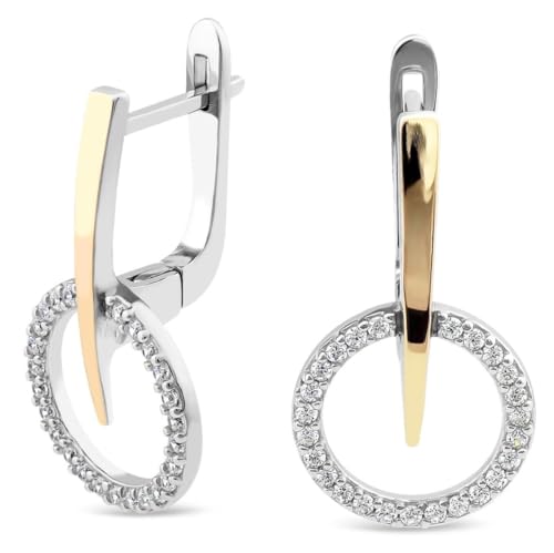 Boucles d'oreilles argent et or jaune zircone SiZ LuX à porter du bureau aux soirées chic