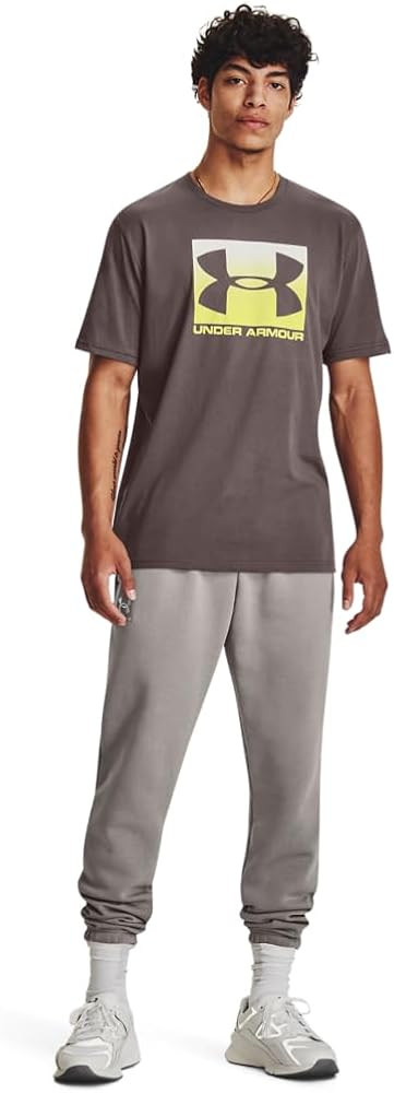 Under Armour Men's Boxed Sportstyle Short-sleeve T-shirt (057) Ash Taupe / White / Lime Yellow Small