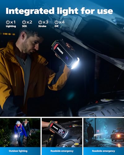 PHILIPS-2300A-Car-Battery-Jump-Starter-12V-16000mAh-Portable-Lithium-Jump-Starter-Battery-Pack-85L-Gas-6L-Diesel-Engine-with-100W-Quick-ChargeDC-OutputLED-ScreenLED-Light