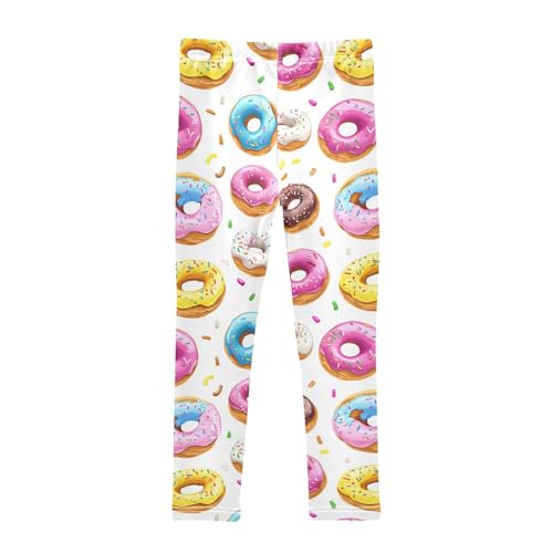 Wusikd Doughnuts Girls' Leggings Toddler Doodles Colorful Kids Yoga Pants Dance Active Tights 4T2
