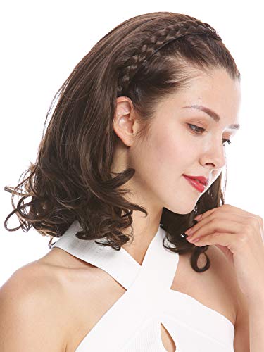 Wig Me Up - Tyw60876H-6 Mezza Parrucca Toupet Prezioso Cerchietto Intrecciato Altezza Spalle 45 Cm Punte Ricce Castano