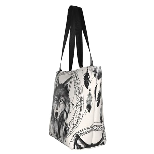 wolves and dream catchers01 Print Comfortable Shoulder Bag Summer HandbagTravel Beach Work Daily Use Versatile Carry4