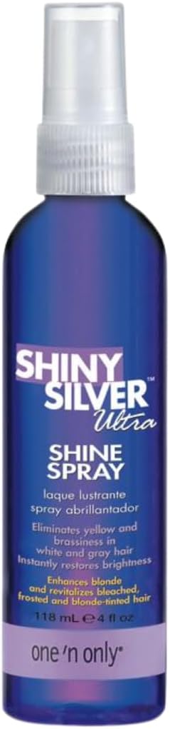 One 'n Only Shiny Silver Ultra Shine Spray - Purple Hair Shine Spray & Brightening Gloss with UV and Thermal Protection - Blonde Hair Care to Enhance Color & Restore Damage (4 oz)