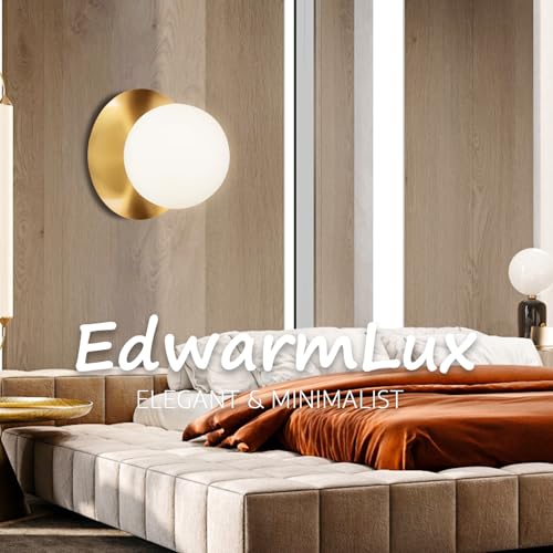 Image of Edwarmlux 1 Light Wall Sconce, Mid Century Modern Globe Wall Sconce, Ceiling Light Fixture, Vanity Light Fixture, Indoor Wall Light for Living Room Bedroom Hallway Bathroom Entry (Brushed Gold)