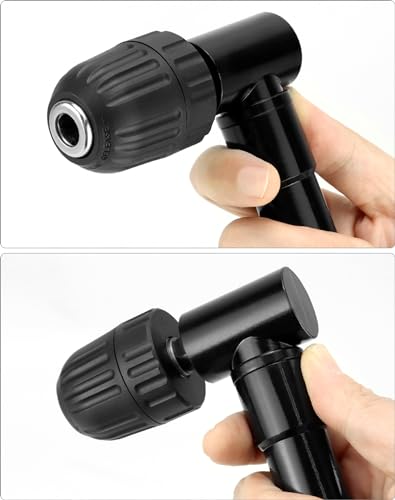 QWORK® winkelbohraufsatz, Klemmbereich 0.8–10 mm, 90 Grad Bohrfutter, Winkel Bohren Adapter
