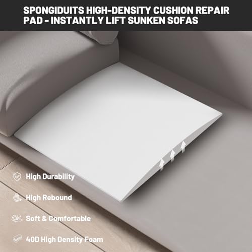 Image of Couch Cushion Support for Sagging Seat, 20 inchx20 inchx2 inch 40D High Density Curved Foam Sofa Cushion Support, Under-Cushion Sag Repair,White Set of 2