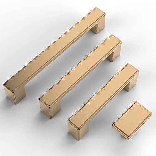 KNOKLOCK 10 Pack Kitchen Cabinet Knob Champagne Bronze Square Dresser Knobs Drawer Knobs Gold Kitchen Cabinet Hardware Knobs for Dresser Drawers