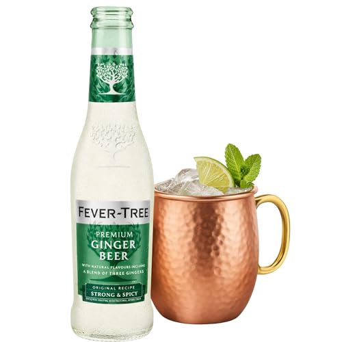 Ginger Beer - Fever Tree | Moscow Mule auténtico | Jengibre natural africano | Sin edulcorantes ni conservantes | Ideal para coctelería - Pack 4x200ml